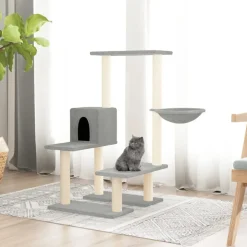 vidaXL Kattenmeubel met sisal krabpalen 94,5 cm lichtgrijs