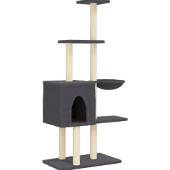 vidaXL Kattenmeubel met sisal krabpalen 145 cm donkergrijs