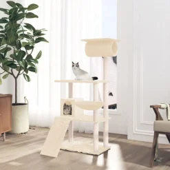 vidaXL Kattenmeubel met sisal krabpalen 131 cm crèmekleurig