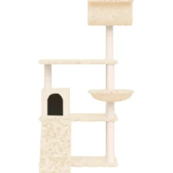 vidaXL Kattenmeubel met sisal krabpalen 131 cm crèmekleurig