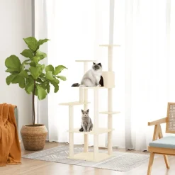 vidaXL Kattenmeubel met sisal krabpalen 153 cm crèmekleurig
