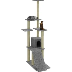 vidaXL Kattenmeubel met sisal krabpalen 155 cm lichtgrijs