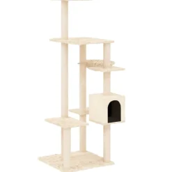 vidaXL Kattenmeubel met sisal krabpalen 142 cm crèmekleurig