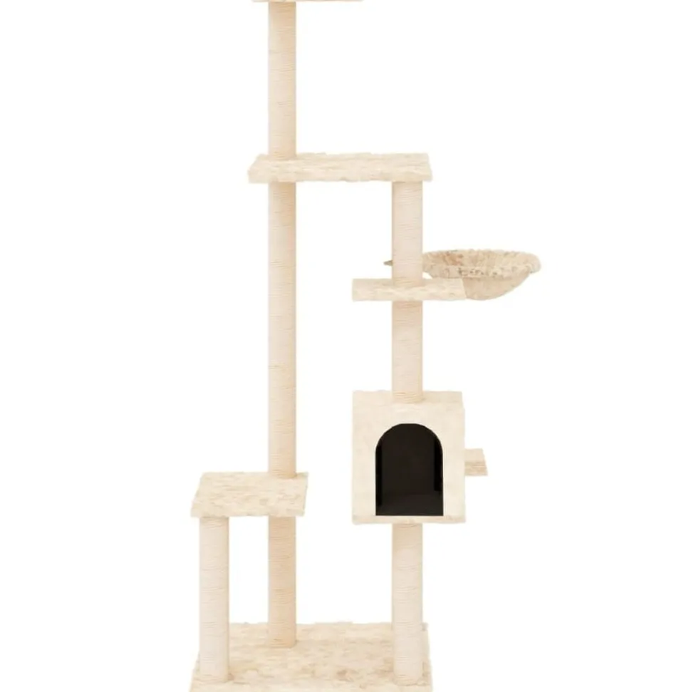 vidaXL Kattenmeubel met sisal krabpalen 142 cm crèmekleurig
