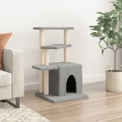 vidaXL Kattenmeubel met sisal krabpalen 83,5 cm lichtgrijs