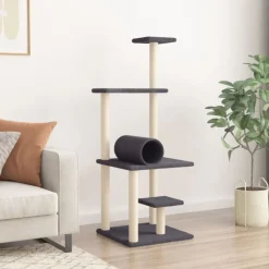 vidaXL Kattenmeubel met sisal krabpalen 136 cm donkergrijs