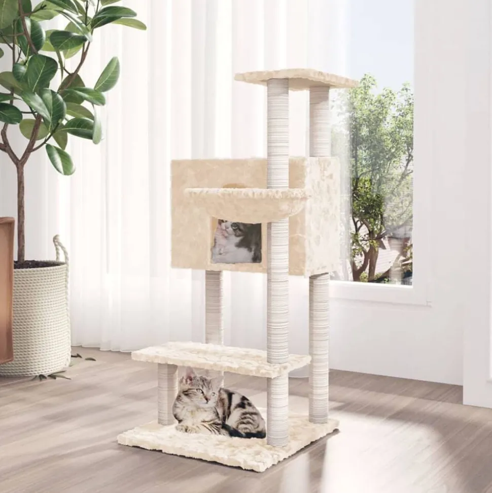 vidaXL Kattenmeubel met sisal krabpalen 108,5 cm crèmekleurig