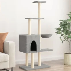 vidaXL Kattenmeubel met sisal krabpalen 145 cm lichtgrijs