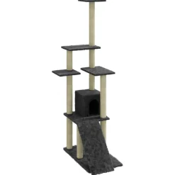vidaXL Kattenmeubel met sisal krabpalen 155 cm donkergrijs