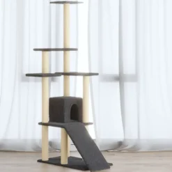 vidaXL Kattenmeubel met sisal krabpalen 155 cm donkergrijs