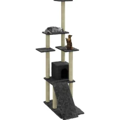 vidaXL Kattenmeubel met sisal krabpalen 155 cm donkergrijs
