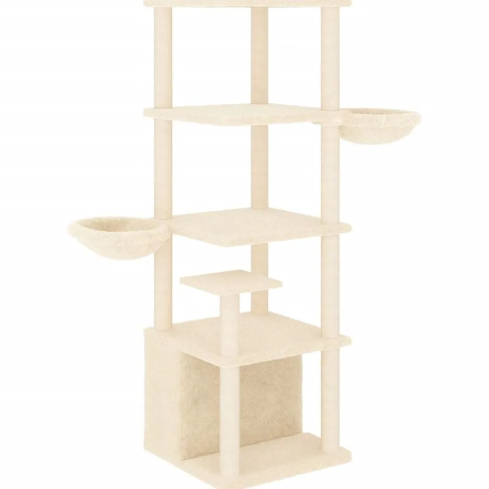 vidaXL Kattenmeubel met sisal krabpalen 147 cm crèmekleurig