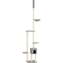 vidaXL Kattenmeubel vloer tot plafond 258,5-284,5 cm lichtgrijs