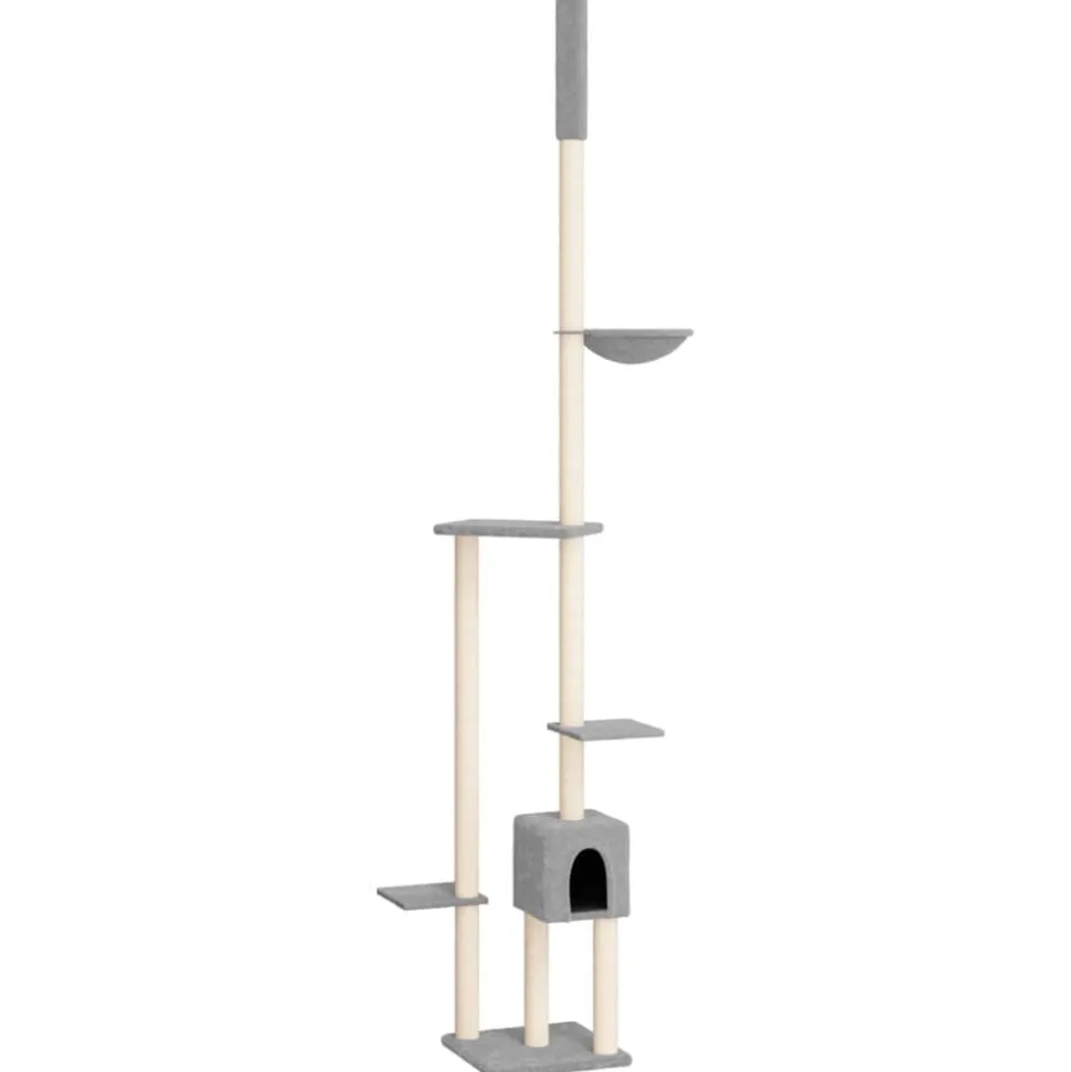 vidaXL Kattenmeubel vloer tot plafond 258,5-284,5 cm lichtgrijs