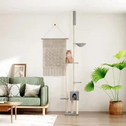 vidaXL Kattenmeubel vloer tot plafond 258,5-284,5 cm lichtgrijs