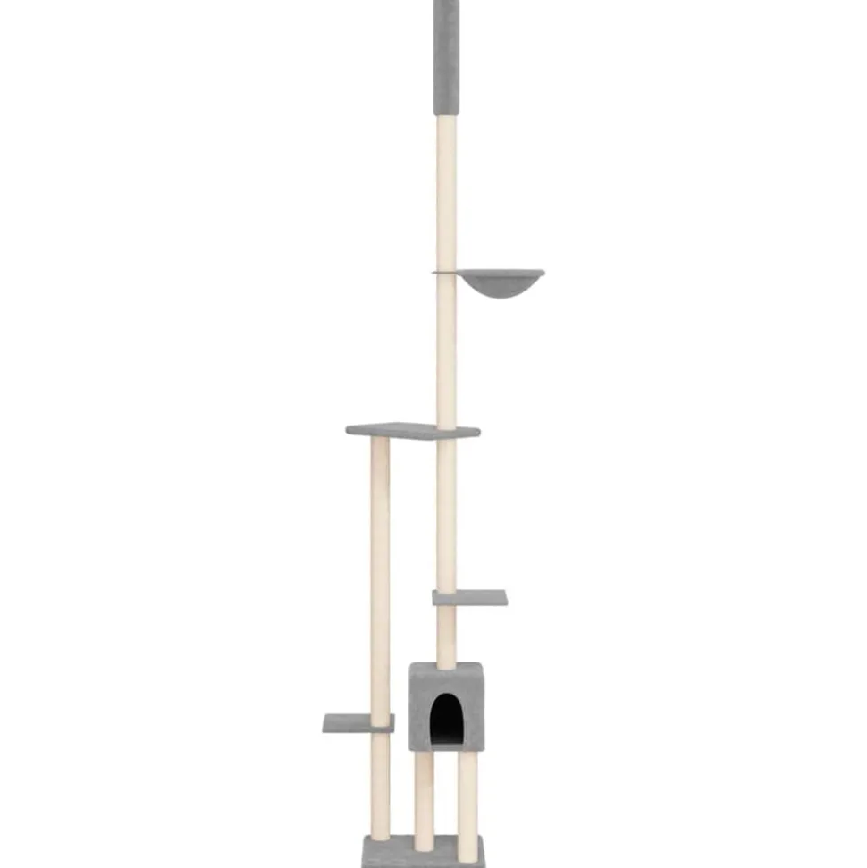 vidaXL Kattenmeubel vloer tot plafond 258,5-284,5 cm lichtgrijs