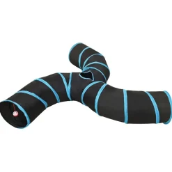 vidaXL Kattentunnel 3-voudig 25 cm polyester zwart en blauw