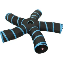 vidaXL Kattentunnel 5-voudig 25 cm polyester zwart en blauw