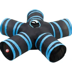 vidaXL Kattentunnel 5-voudig 25 cm polyester zwart en blauw