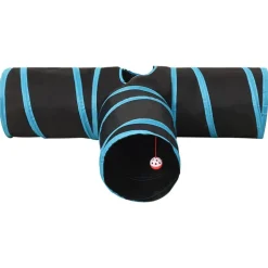 vidaXL Kattentunnel 3-voudig 90 cm polyester zwart en blauw
