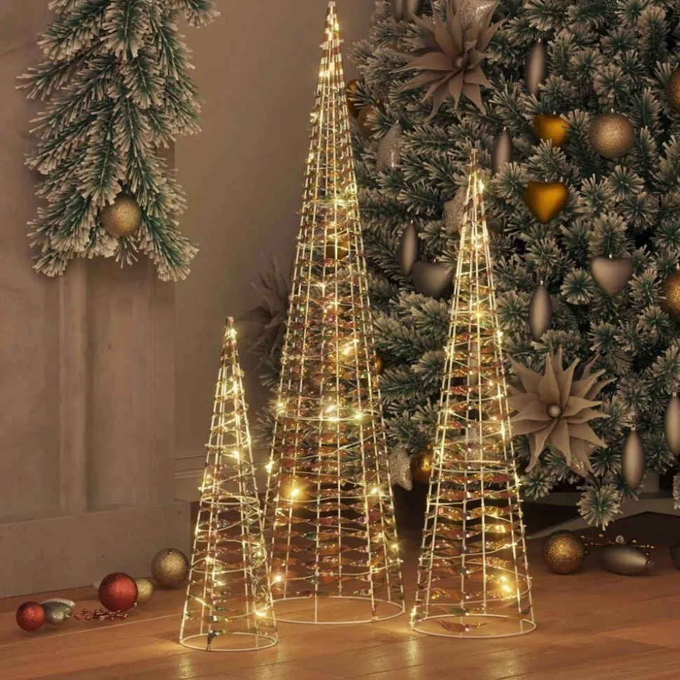 vidaXL Kerstboom met 90 LED 3 pcs Warmwit 20 x 20 x 80 cm PET