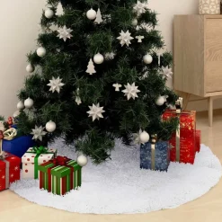 vidaXL Kerstboomrok Wit 90 cm Imitatiebont