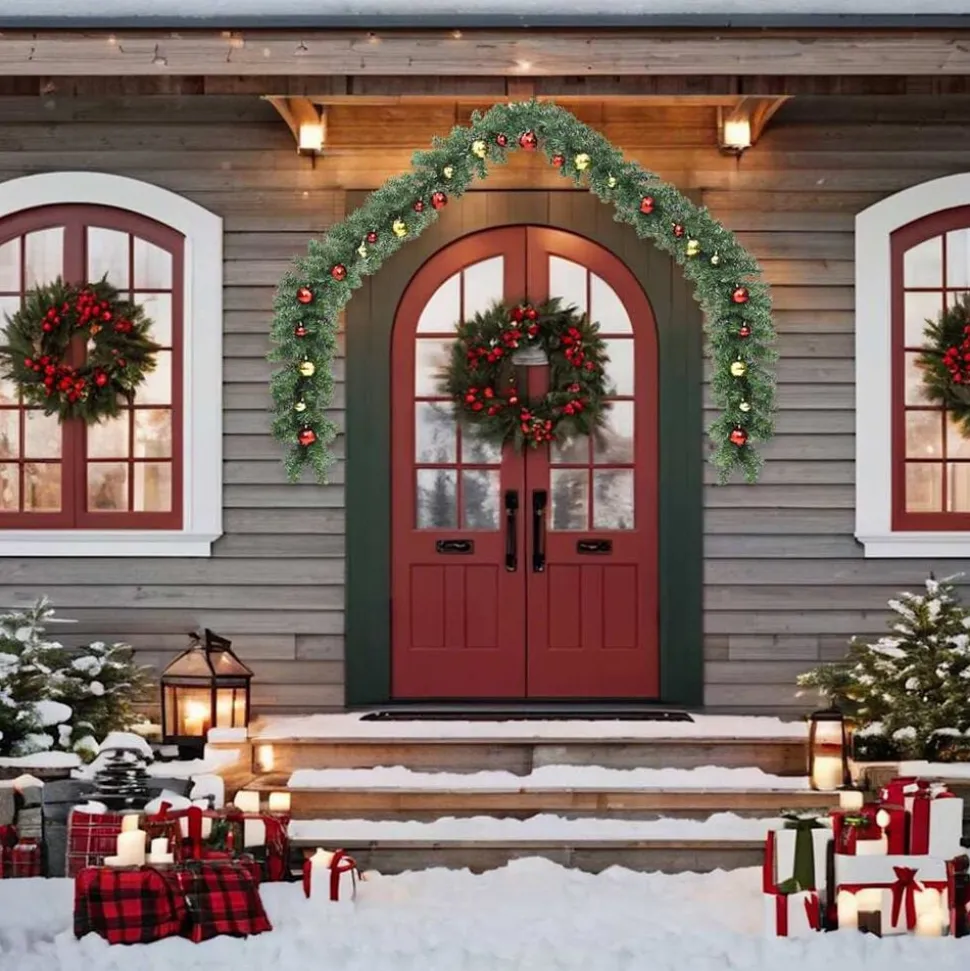 vidaXL Kerstslinger versierd met kerstballen en LED-lampjes 5 m