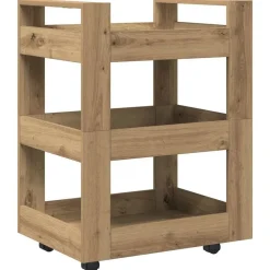 vidaXL Keuken Trolley Artisan Eiken 60 x 45 x 80 cm Bewerkt hout