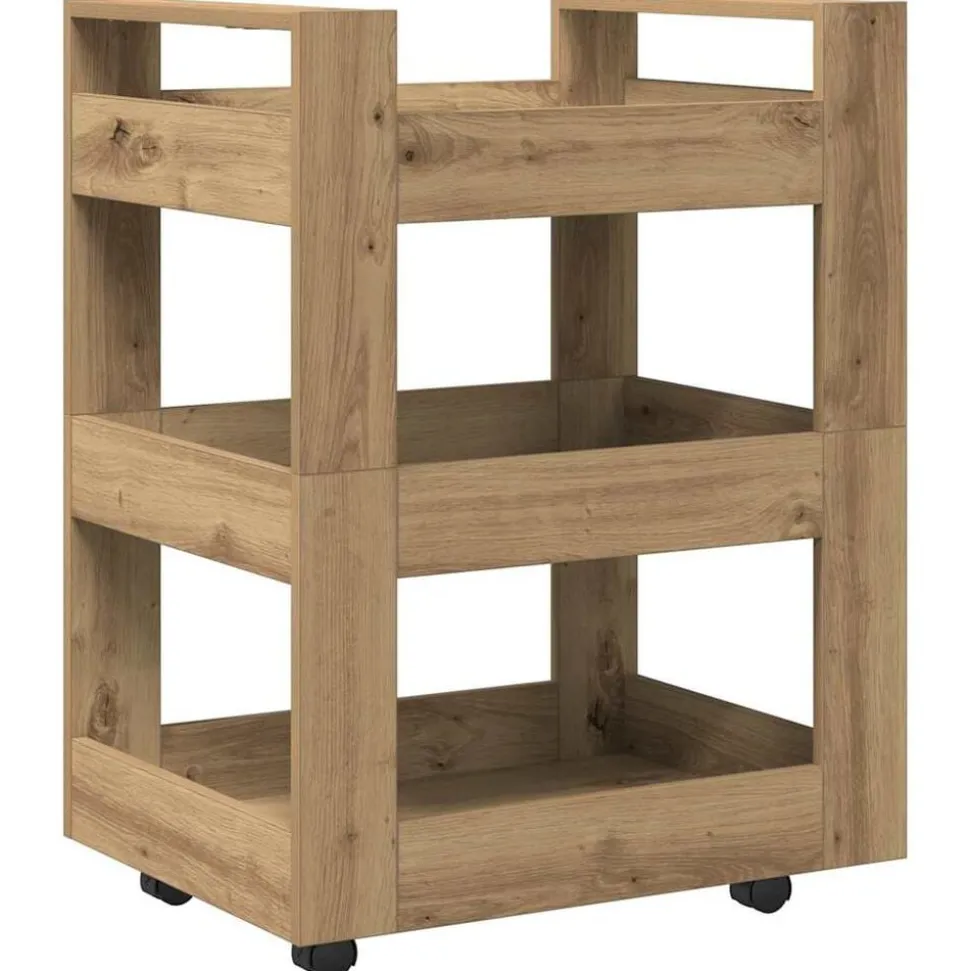 vidaXL Keuken Trolley Artisan Eiken 60 x 45 x 80 cm Bewerkt hout