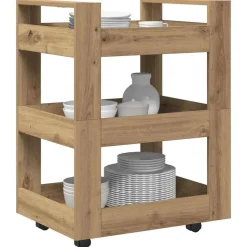 vidaXL Keuken Trolley Artisan Eiken 60 x 45 x 80 cm Bewerkt hout