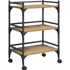 vidaXL Keuken Trolley Artisan Eiken 50 x 35 x 75.5 cm Bewerkt hout