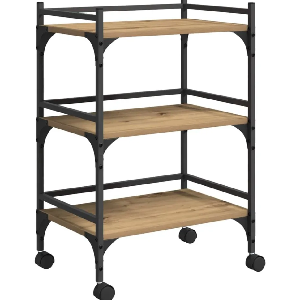vidaXL Keuken Trolley Artisan Eiken 50 x 35 x 75.5 cm Bewerkt hout