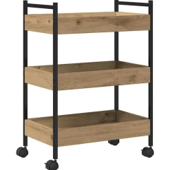 vidaXL Keuken Trolley Artisan Eiken 50 x 30 x 70 cm Bewerkt hout