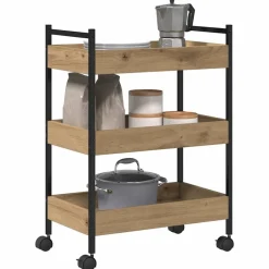 vidaXL Keuken Trolley Artisan Eiken 50 x 30 x 70 cm Bewerkt hout