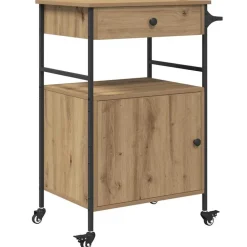 vidaXL Keuken Trolley Artisan Eiken 56 x 43 x 89,5 cm Bewerkt hout
