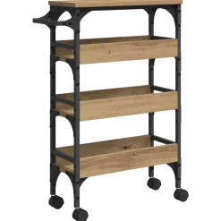 vidaXL Keuken Trolley Artisan Eiken 53 x 20 x 76 cm Bewerkt hout