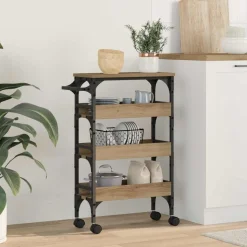 vidaXL Keuken Trolley Artisan Eiken 53 x 20 x 76 cm Bewerkt hout