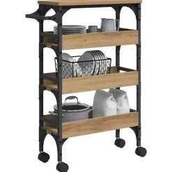 vidaXL Keuken Trolley Artisan Eiken 53 x 20 x 76 cm Bewerkt hout