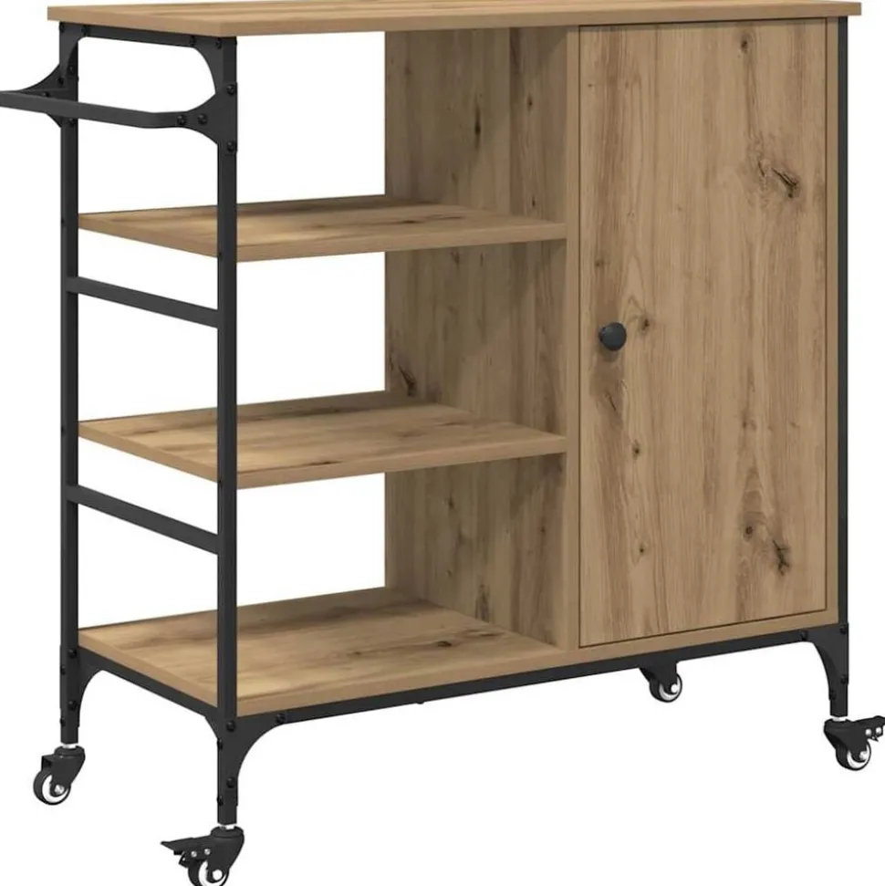vidaXL Keuken Trolley Artisan Eiken 87.5 x 39 x 84.5 cm Bewerkt hout