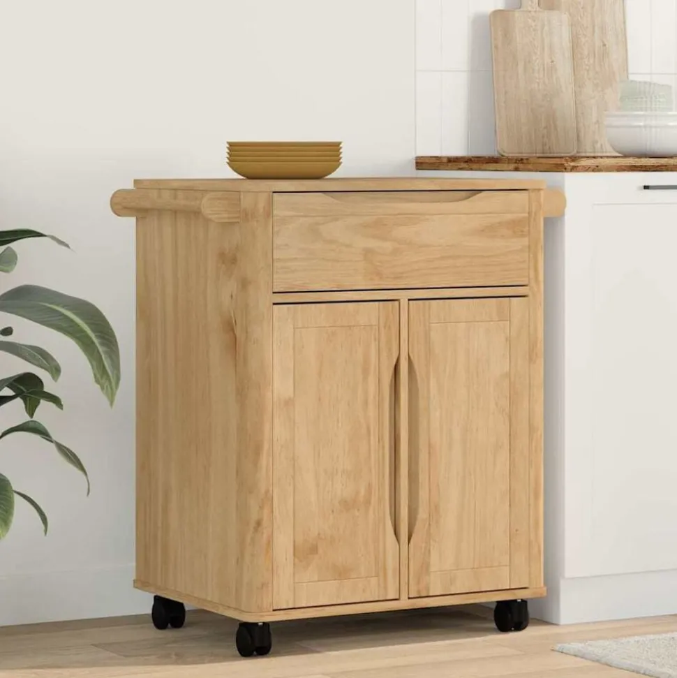 vidaXL Keuken Trolley FLORO Wasbruin 72,5 x 45 x 80 cm