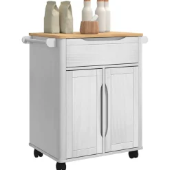 vidaXL Keuken Trolley FLORO Wit 72,5 x 45 x 80 cm Massief Vurenhout