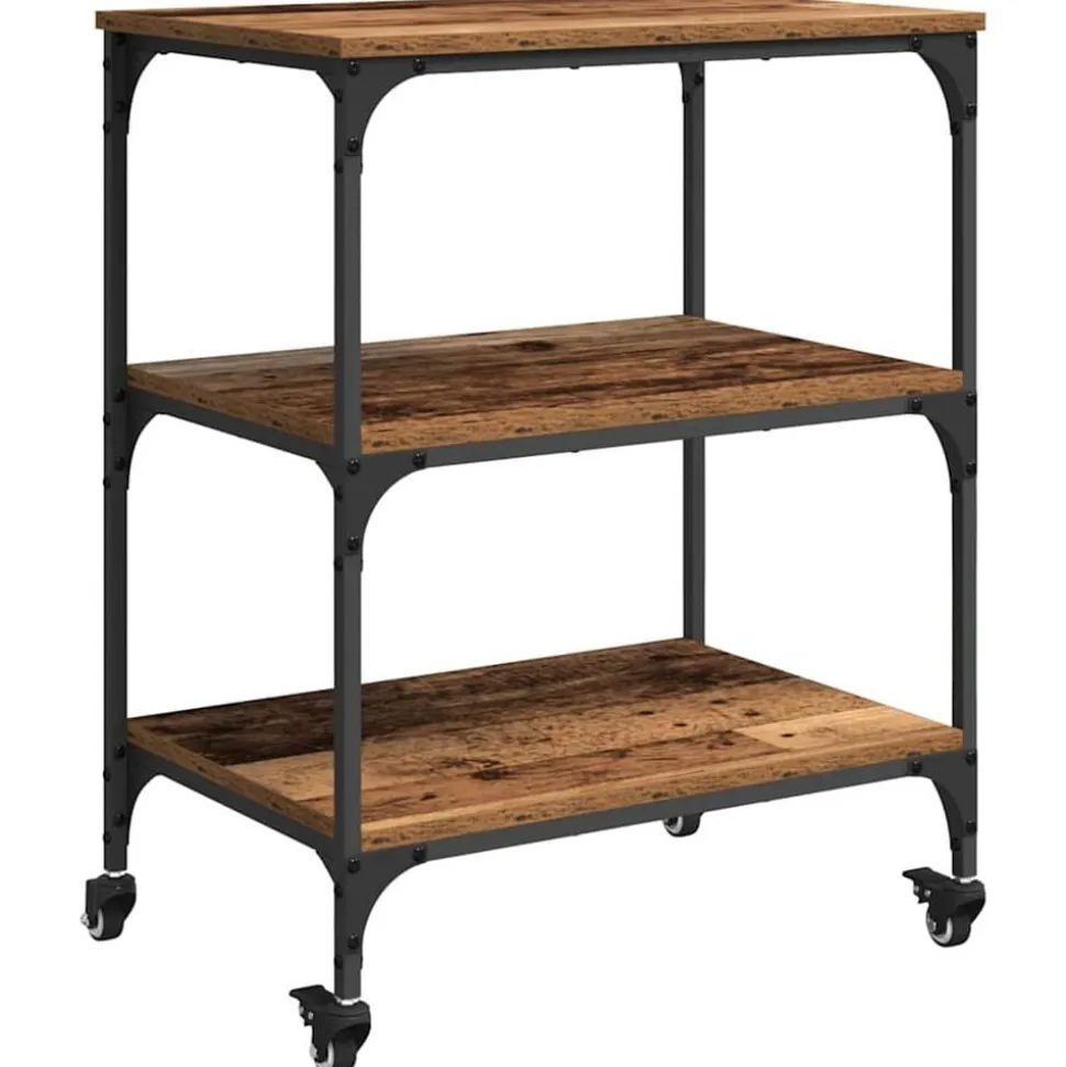 vidaXL Keuken Trolley Oud Hout 60 x 41 x 76 cm Bewerkt hout