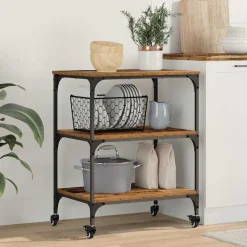 vidaXL Keuken Trolley Oud Hout 60 x 41 x 76 cm Bewerkt hout