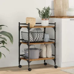 vidaXL Keuken Trolley Oud Hout 50 x 35 x 75.5 cm Bewerkt hout