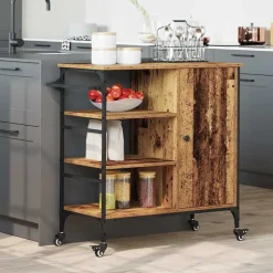 vidaXL Keuken Trolley Oudhout 87.5 x 39 x 84.5 cm Bewerkt hout