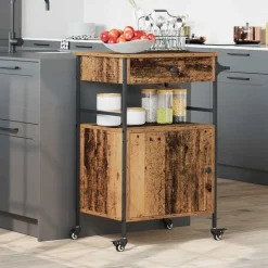 vidaXL Keuken Trolley Oudhout 56 x 43 x 89,5 cm Bewerkt hout