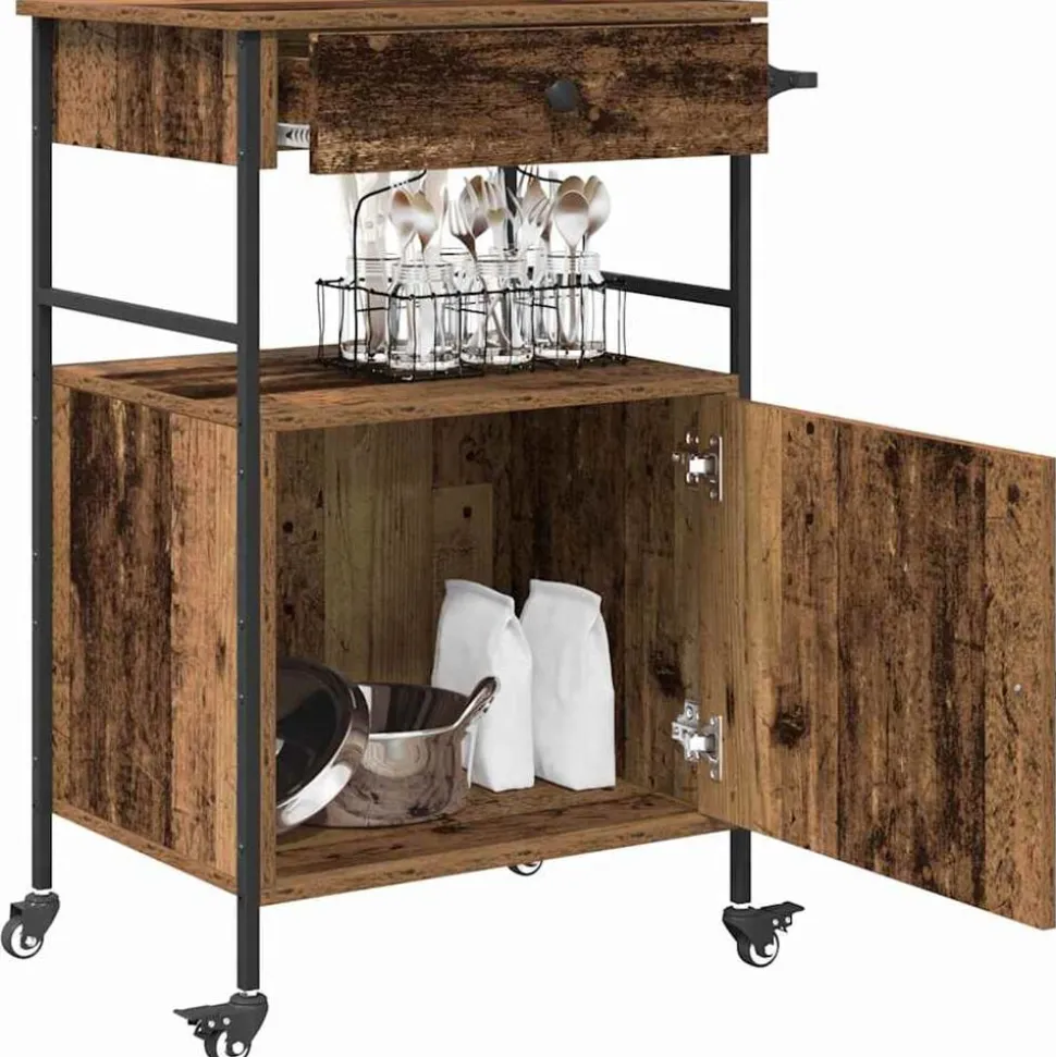 vidaXL Keuken Trolley Oudhout 56 x 43 x 89,5 cm Bewerkt hout