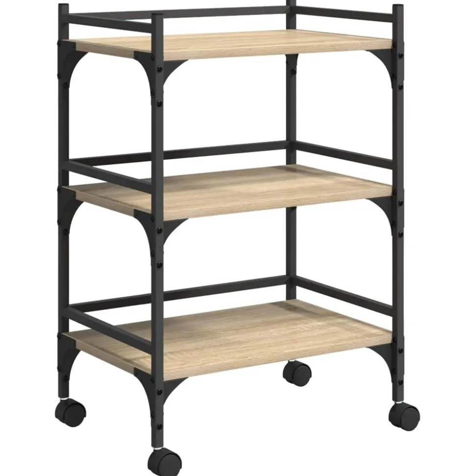 vidaXL Keuken Trolley Sonoma Eiken 50 x 35 x 75,5 cm Bewerkt hout