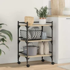 vidaXL Keuken Trolley Sonoma Eiken 50 x 35 x 75,5 cm Bewerkt hout