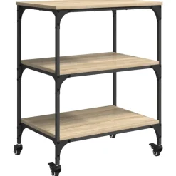 vidaXL Keuken Trolley Sonoma Eiken 60 x 41 x 76 cm Bewerkt hout